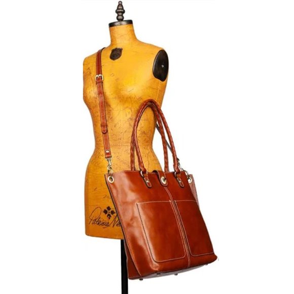 Patricia Nash Brown Tan Marseille Leather Grommet Tote Purse Shoulder Bag - Picture 2 of 16